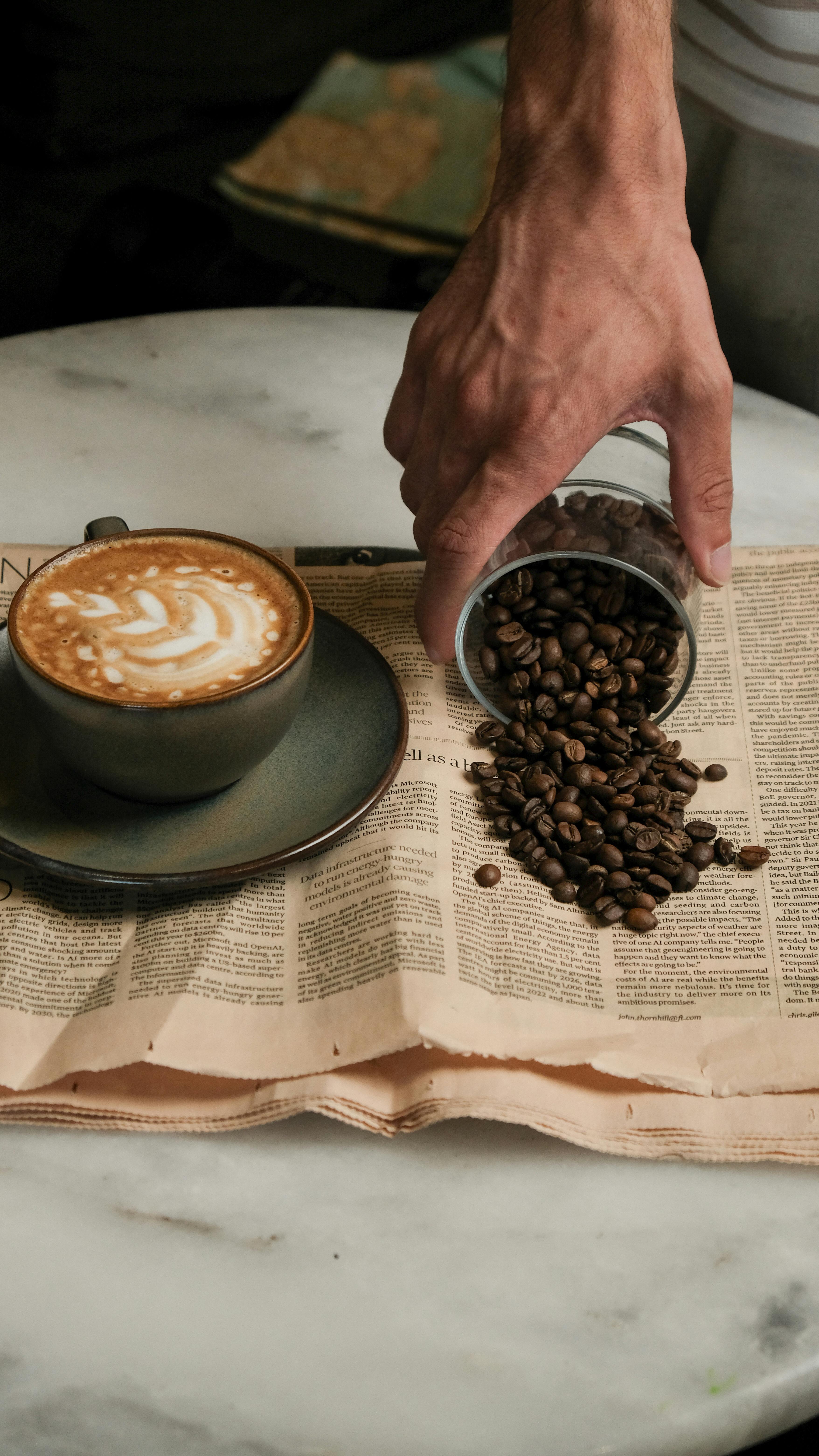 Raw coffee beans close-up