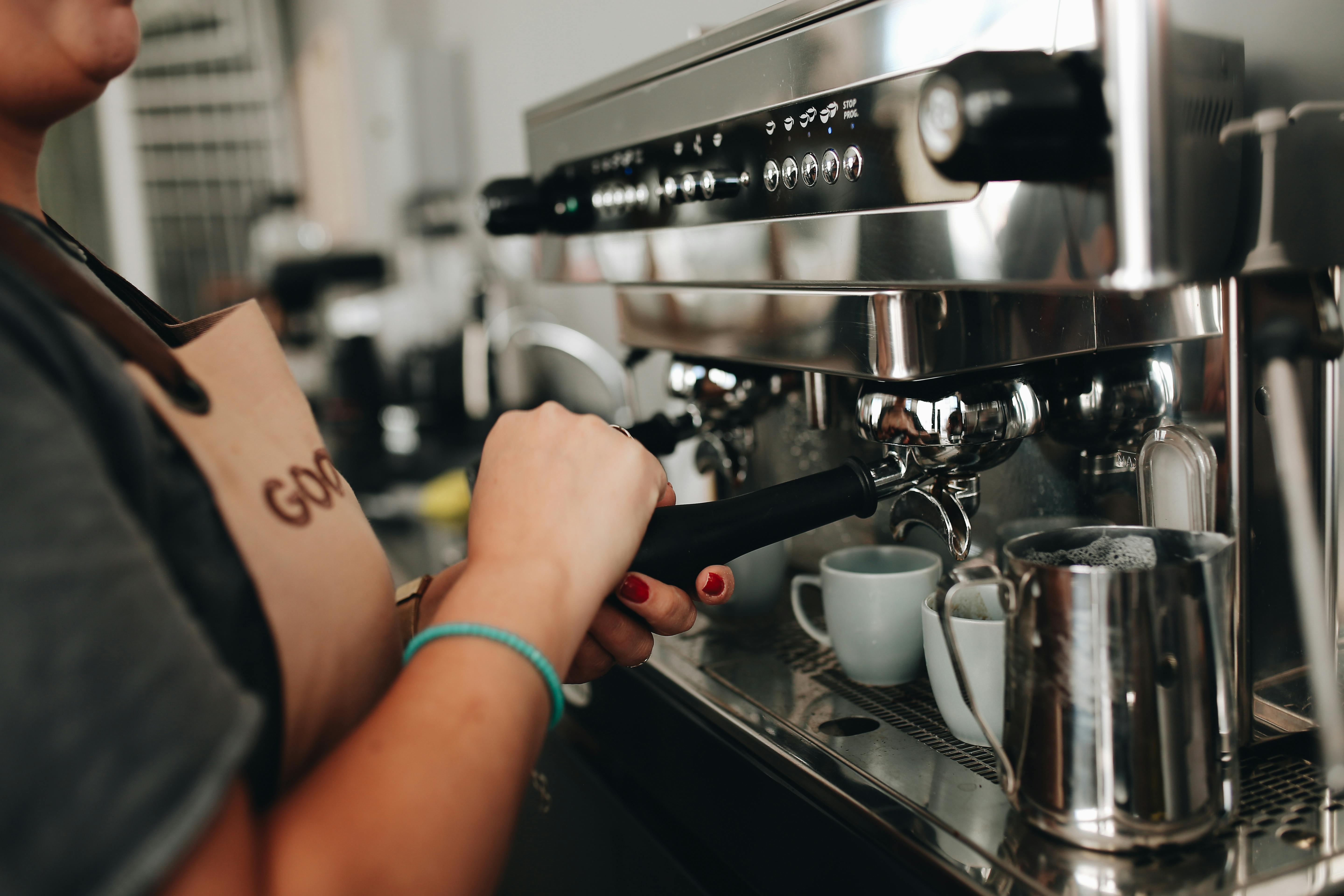 Espresso machine in warm light